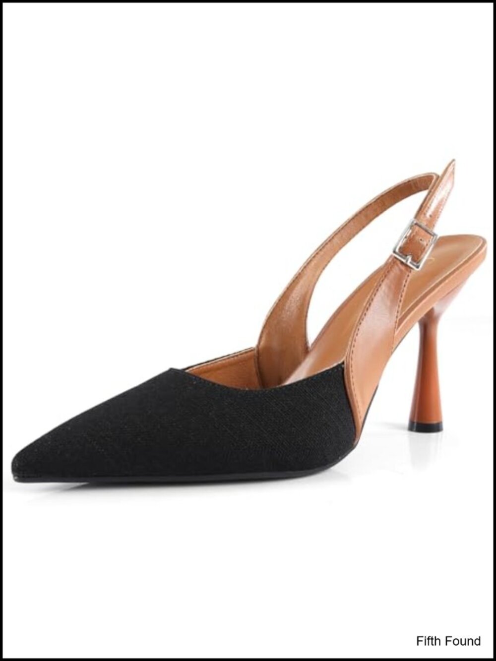 Comixfey Fabric & Leather Slingback Pumps Pointed Toe Stiletto Heels